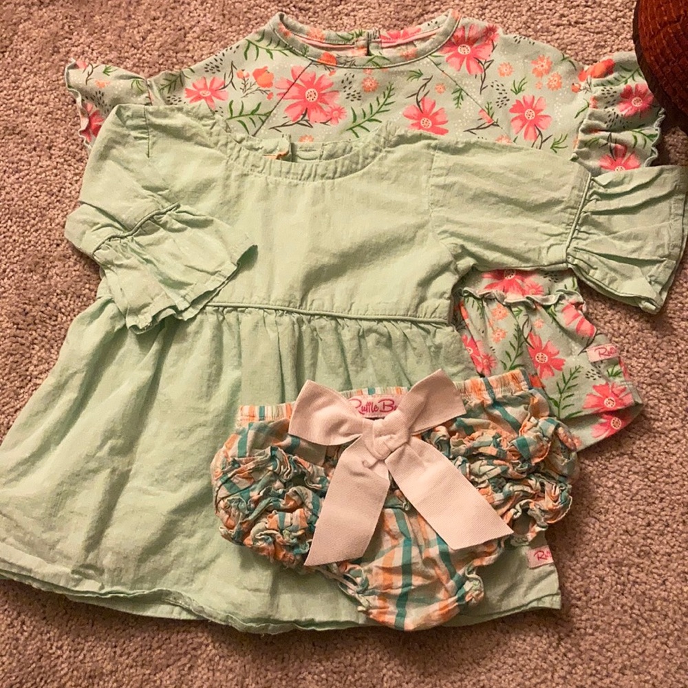 Ruffle Butts dress, top and bloomers 18-24 months